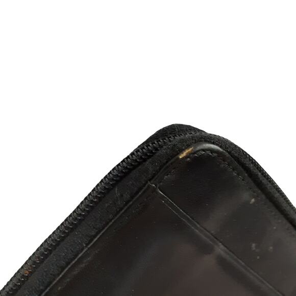 The Sak Black Genuine Leather Wallet Zip Around Square Card Case Travel Wallet - Picture 7 of 10